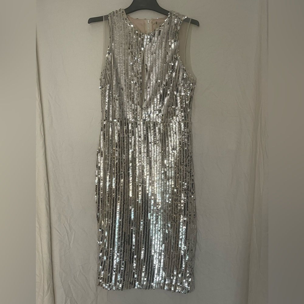 Gianni Bini Size Medium Silver Sequin Formal Dress
